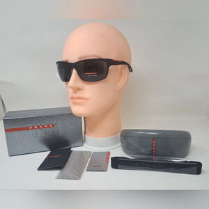 Prada Linea Rossa GT Sunglasses Black Matte Retainer Strap SPS 50Q 64-18-130